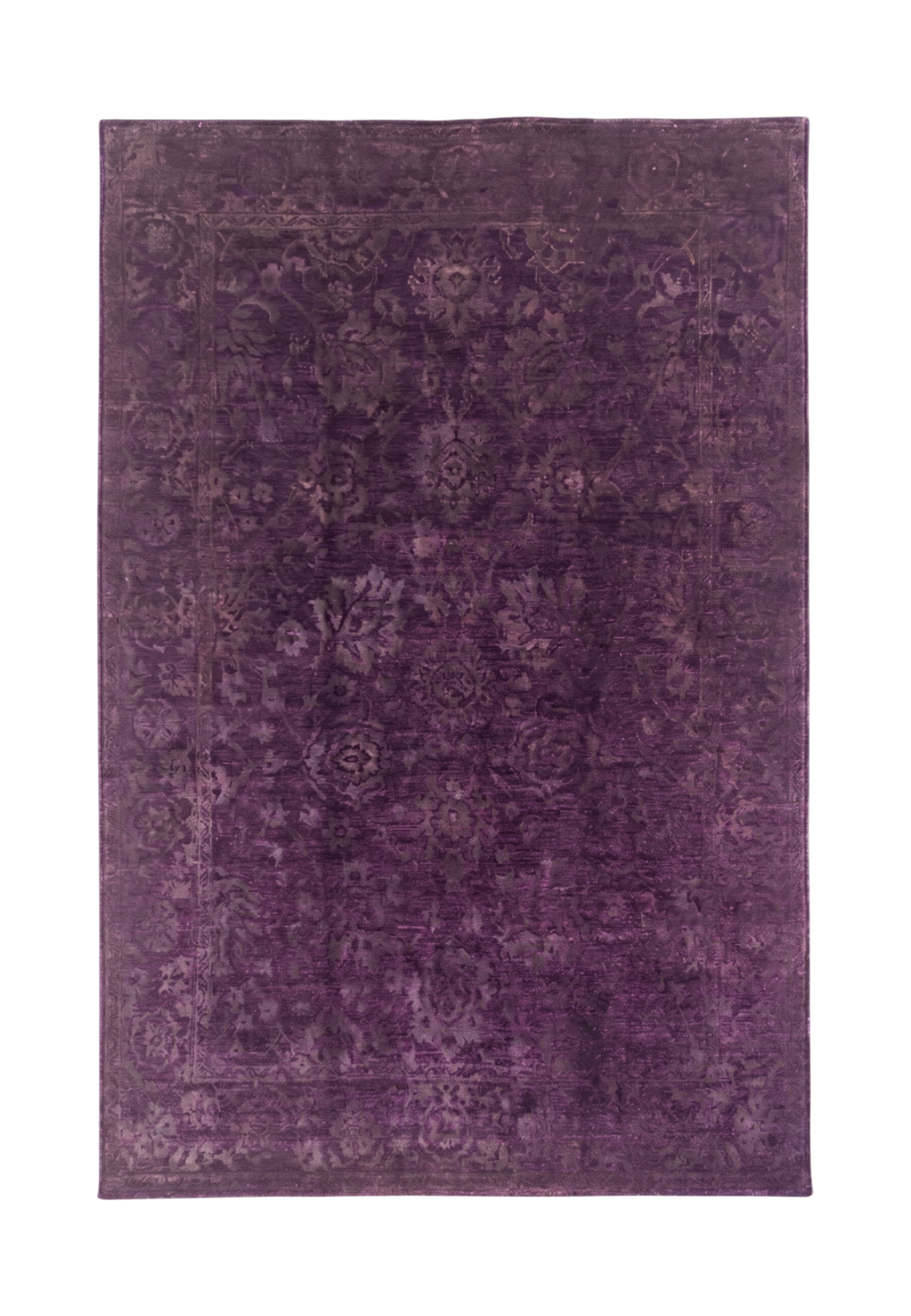 Purple floral patterned rug on a white background