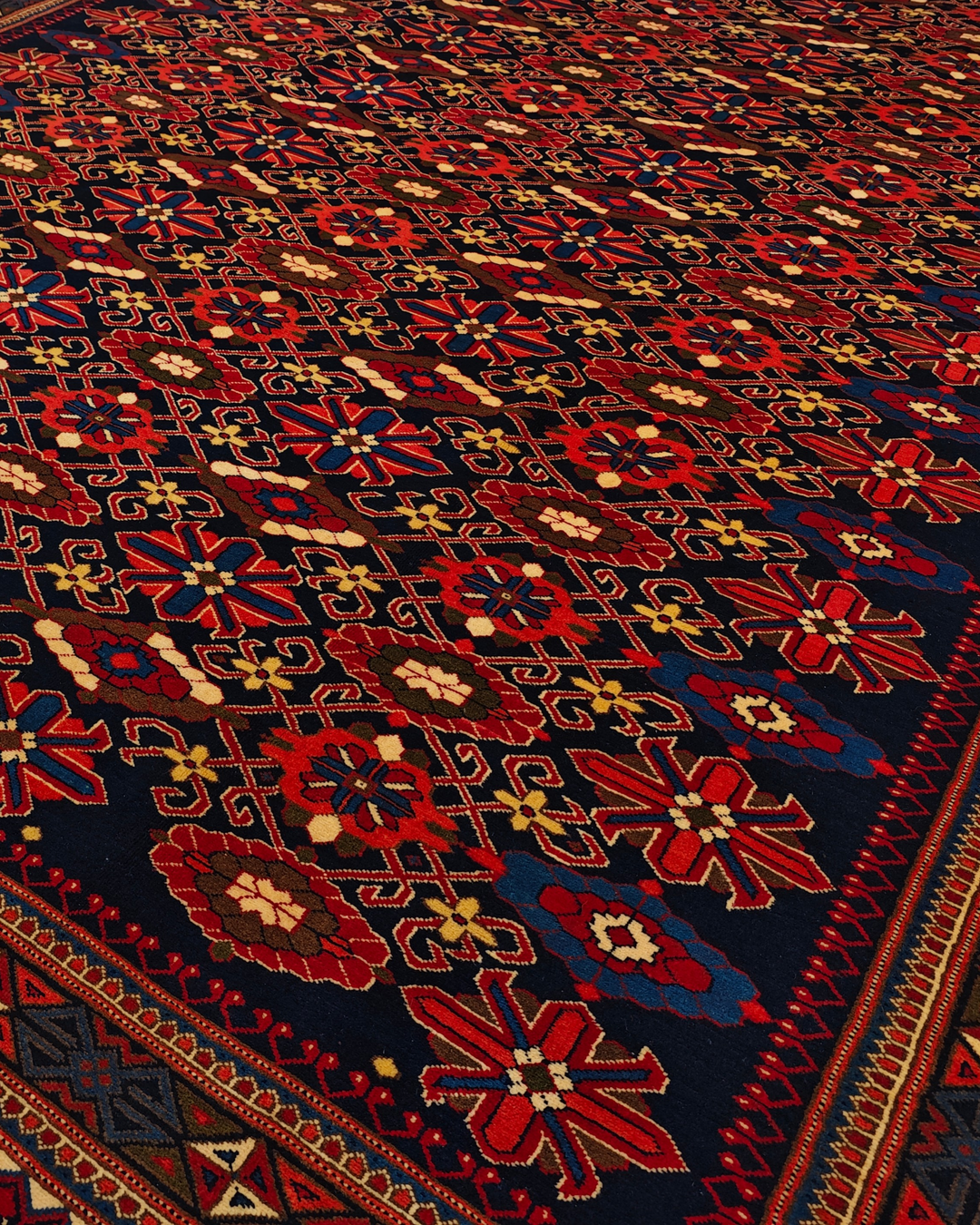 Navy Tribal Pakistani Bokhara, Hand-Knotted Wool Rug