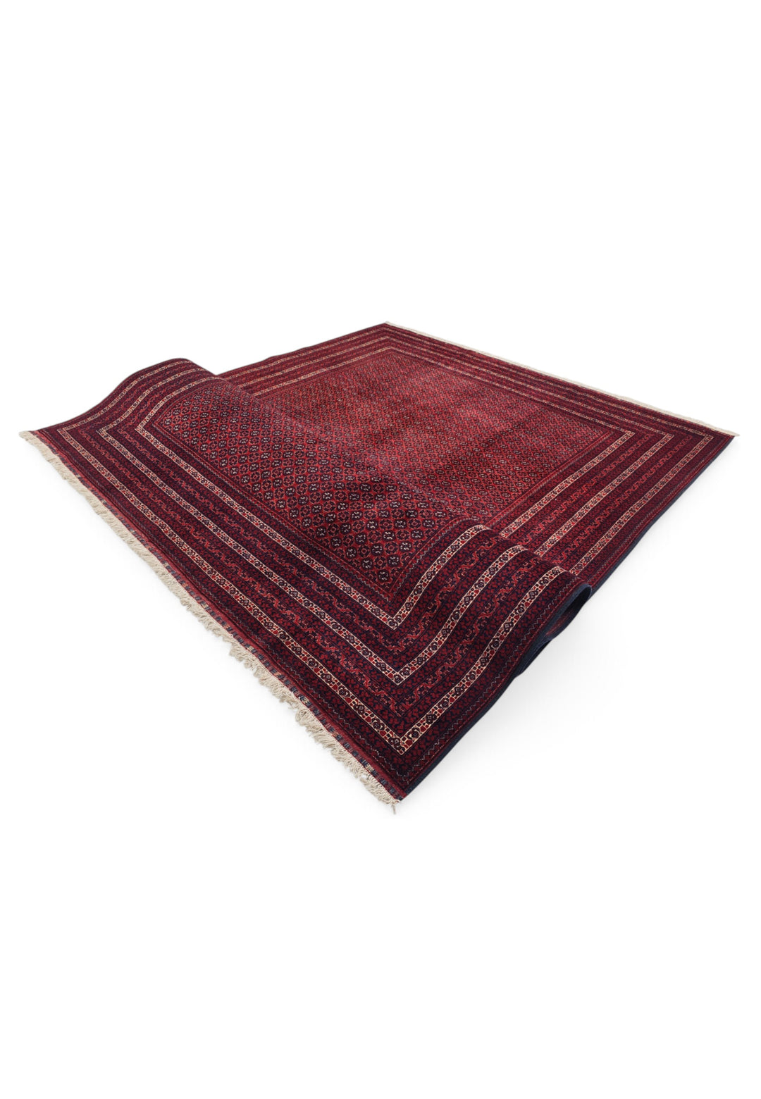 Deep Burgundy Khoja Roshnai, Hand-Knotted Wool Rug