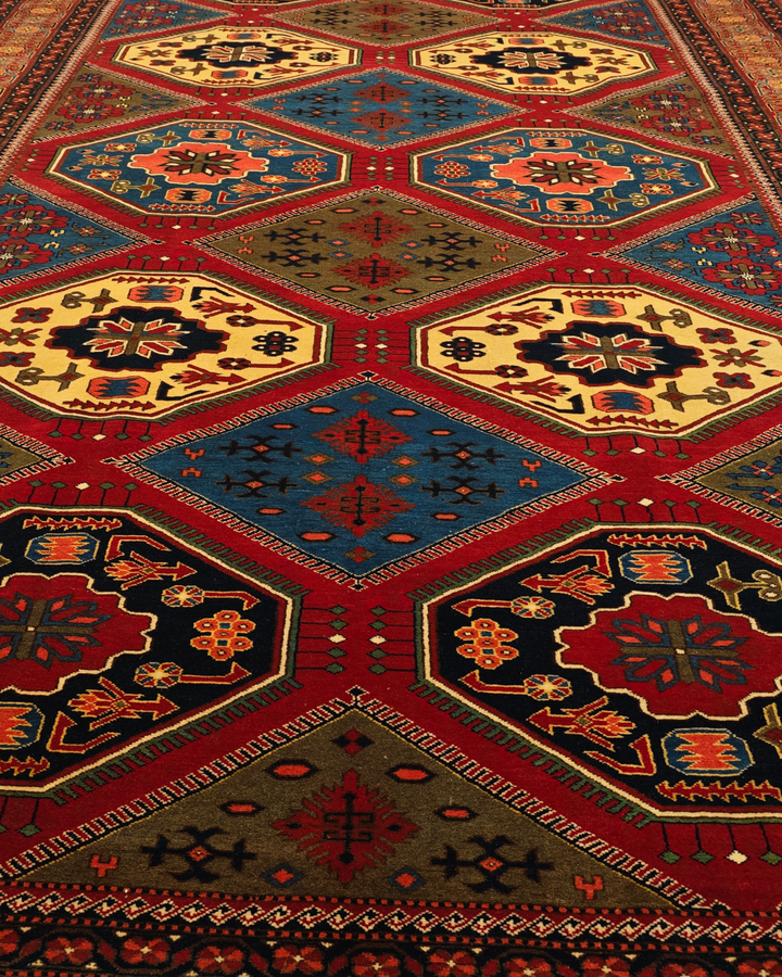 Multicolour Panel Pakistani Jaldar, Hand-Knotted Wool Rug