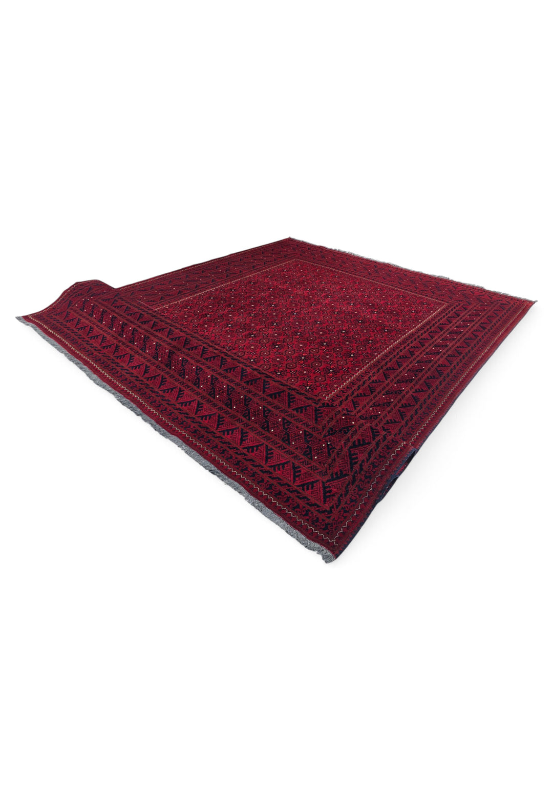 Wine Red Mina Khani, Hand-Knotted Wool Rug