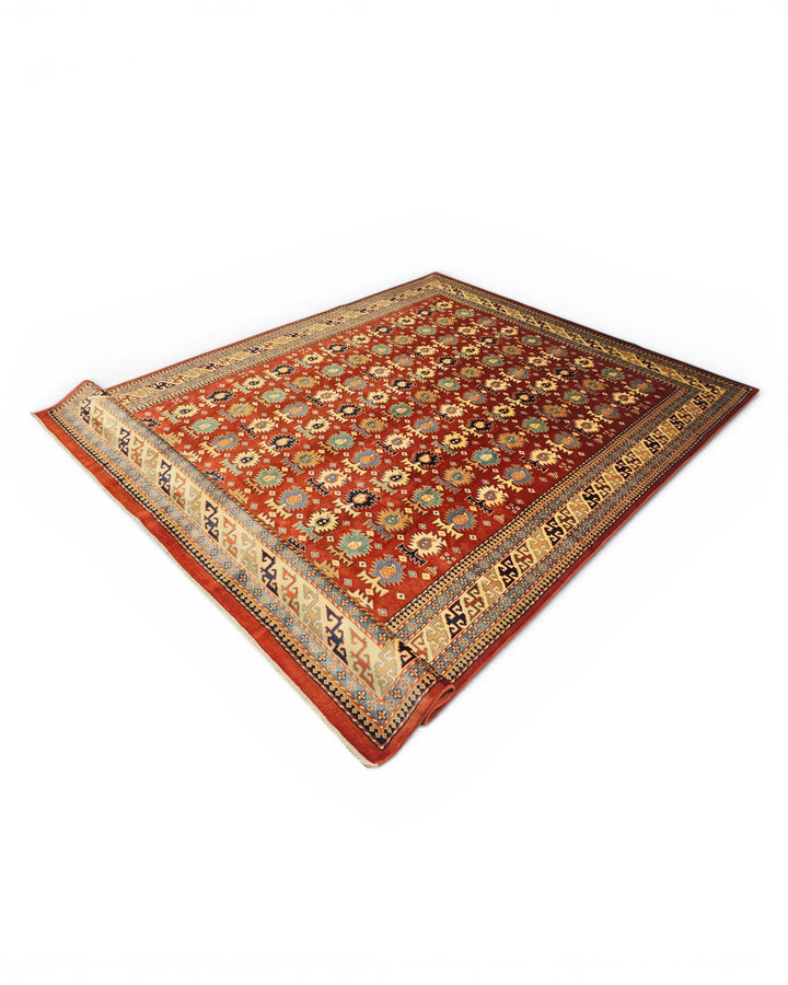 Red Tribal Afghani Sherwan, Hand-Knotted Afghan Wool Rug