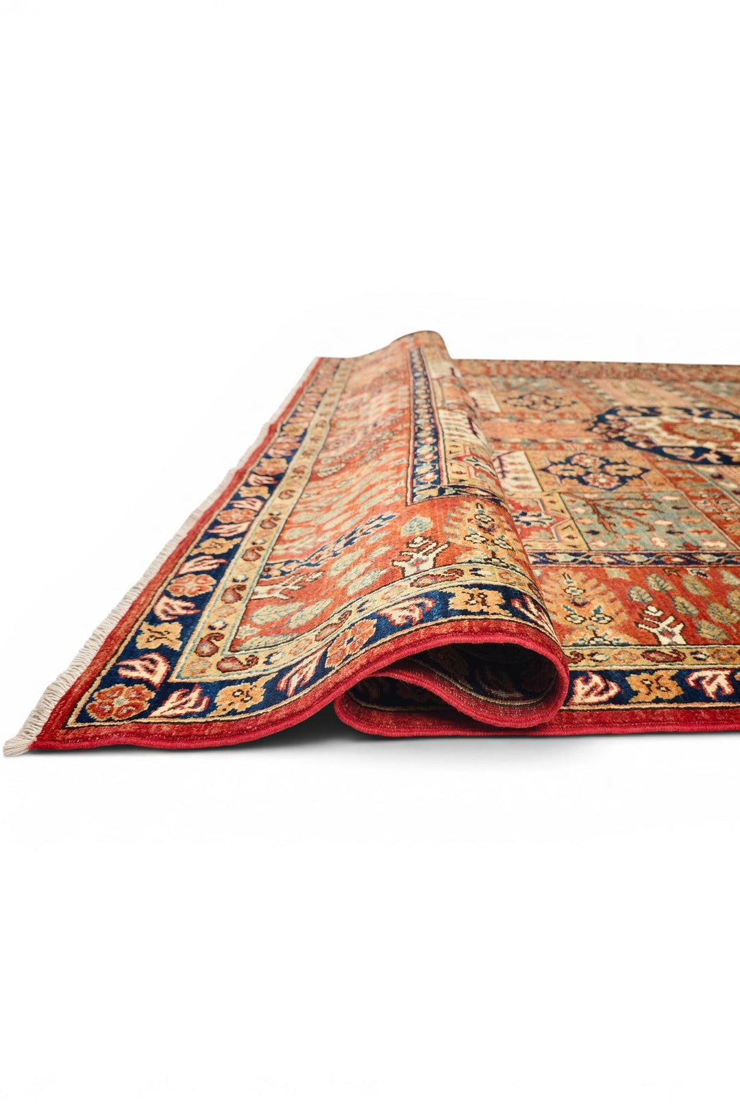 Rust Bakhtiari Garden Panel Ghazni, Hand-Knotted Afghan Wool Rug
