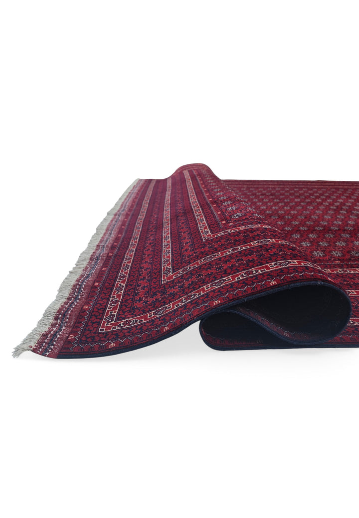 Deep Wine Khoja Roshnai, Hand-Knotted Wool Rug