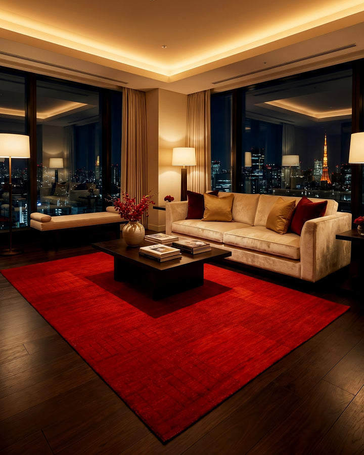 Vermilion Gabbeh, Hand-Knotted Afghan Wool Rug