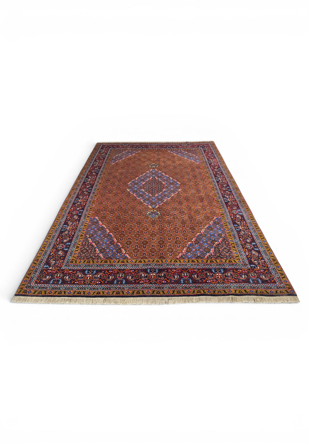 Terracotta Mahi Medallion Persian Ardabil, Hand-Knotted Wool Rug