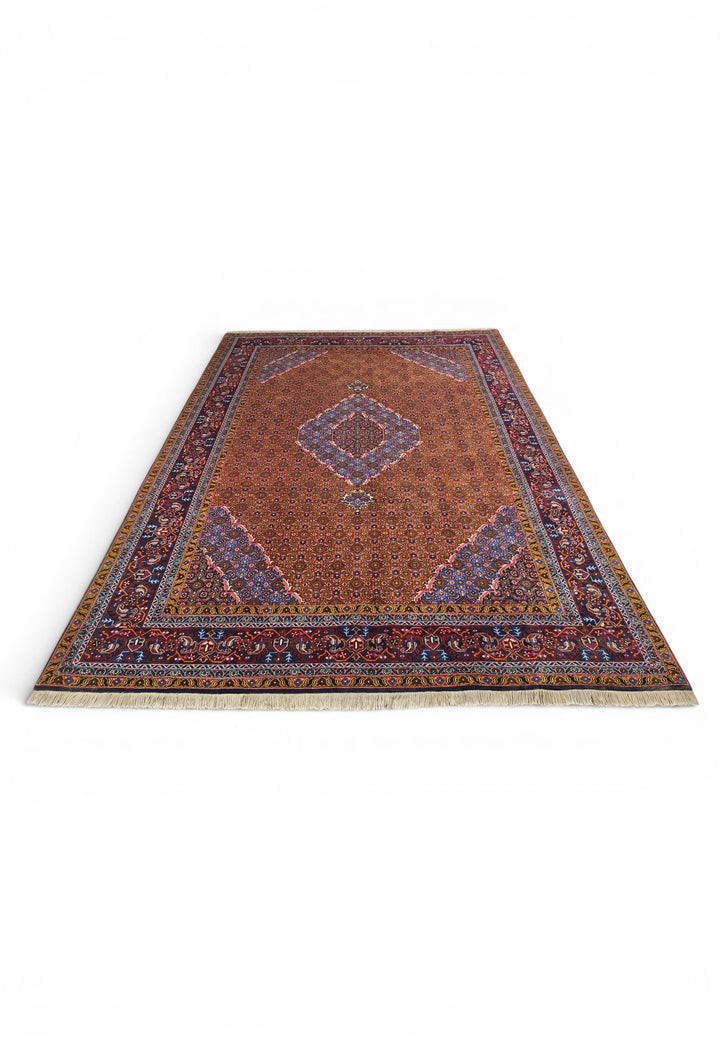 Terracotta Mahi Medallion Persian Ardabil, Hand-Knotted Wool Rug