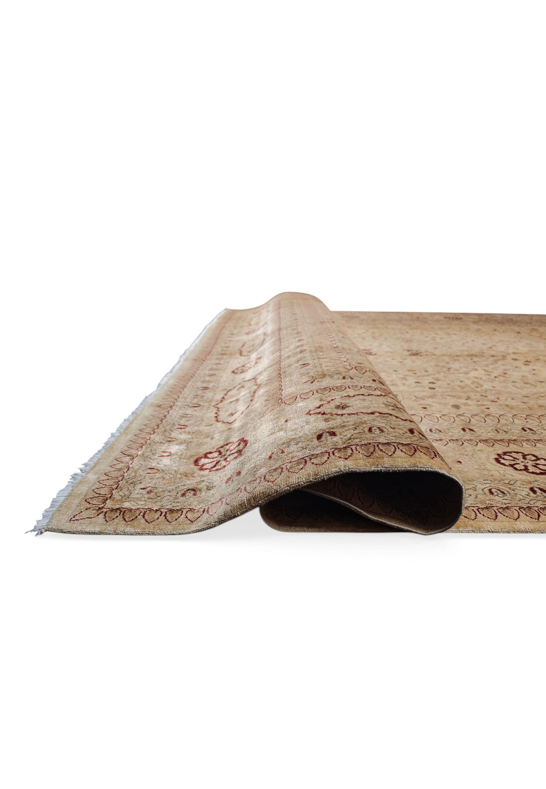 Wheat Gold Medallion Chobi, Hand-Knotted Wool Rug