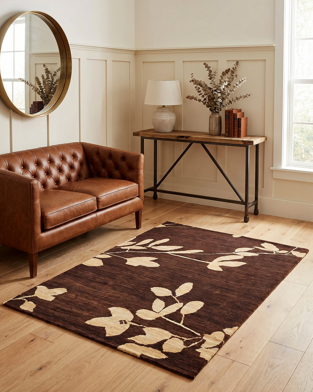 Cocoa Leaf Gabbeh, Hand-Knotted Afghan Wool Rug