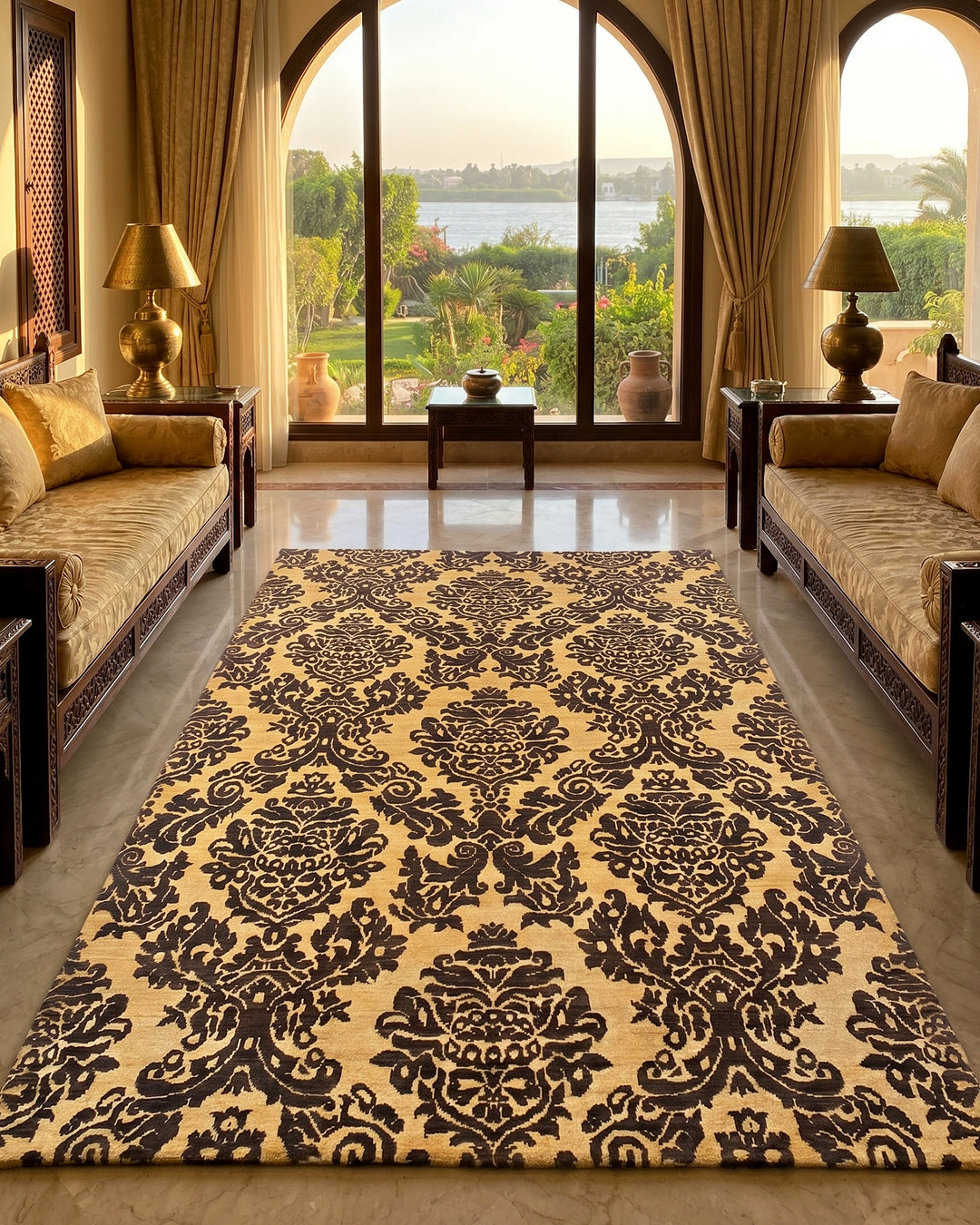 Gold Gabbeh, Hand-Knotted Afghan Wool Rug
