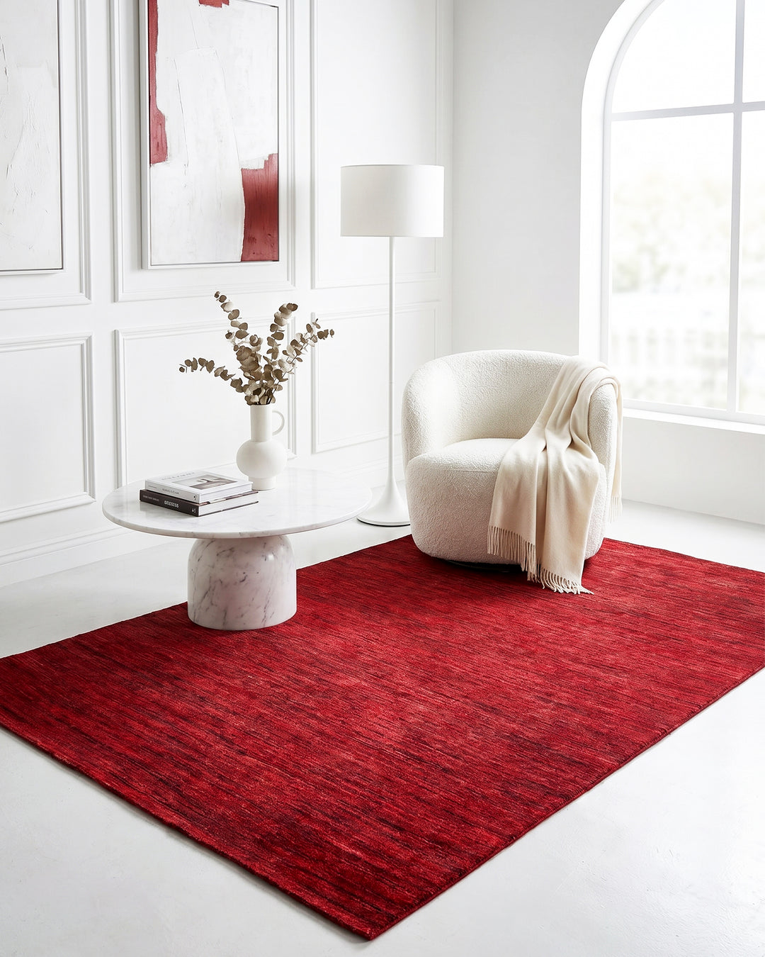 Ruby Red Gabbeh, Hand-Knotted Afghan Wool Rug