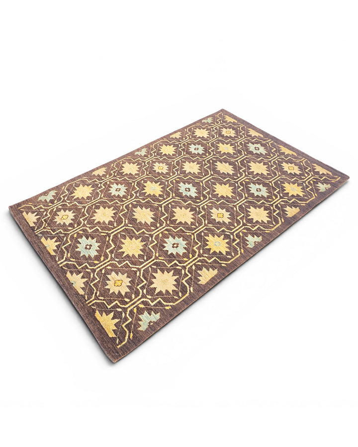 Walnut Star Gabbeh, Hand-Knotted Afghan Wool Rug
