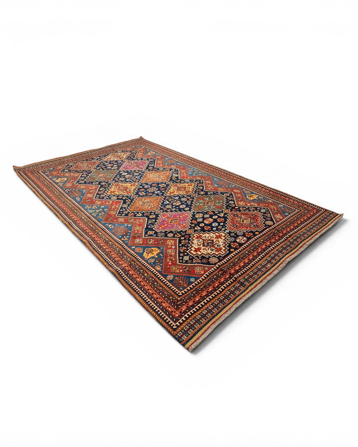 Navy &amp; Red Kashkuli Tribal Rug, Hand-Knotted Afghani Sherwan