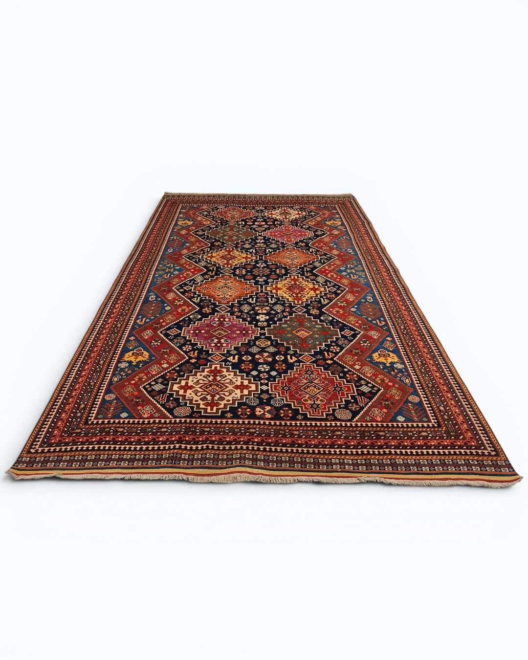 Navy &amp; Red Kashkuli Tribal Rug, Hand-Knotted Afghani Sherwan