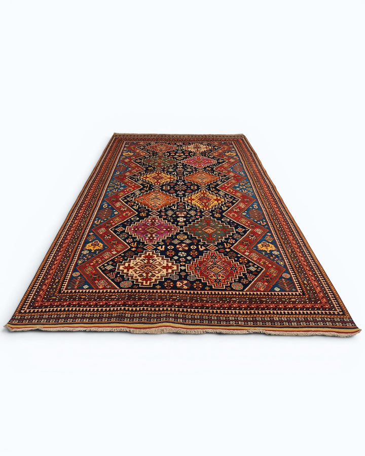 Navy &amp; Red Kashkuli Tribal Rug, Hand-Knotted Afghani Sherwan