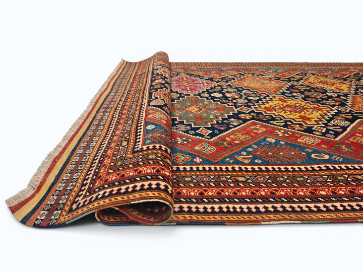 Navy &amp; Red Kashkuli Tribal Rug, Hand-Knotted Afghani Sherwan