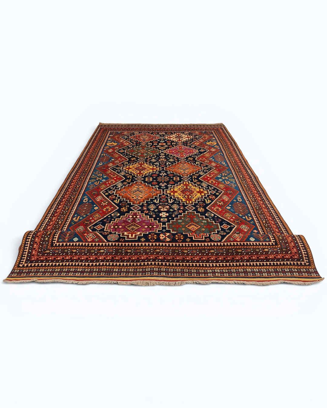 Navy &amp; Red Kashkuli Tribal Rug, Hand-Knotted Afghani Sherwan