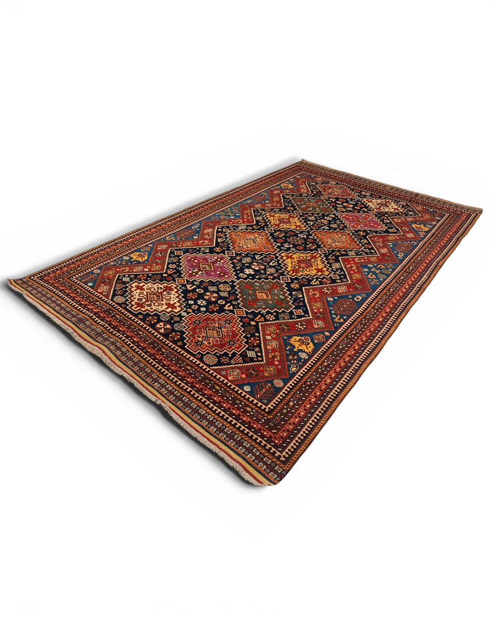 Navy &amp; Red Kashkuli Tribal Rug, Hand-Knotted Afghani Sherwan