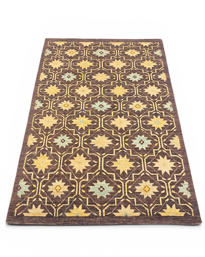 Walnut Star Gabbeh, Hand-Knotted Afghan Wool Rug