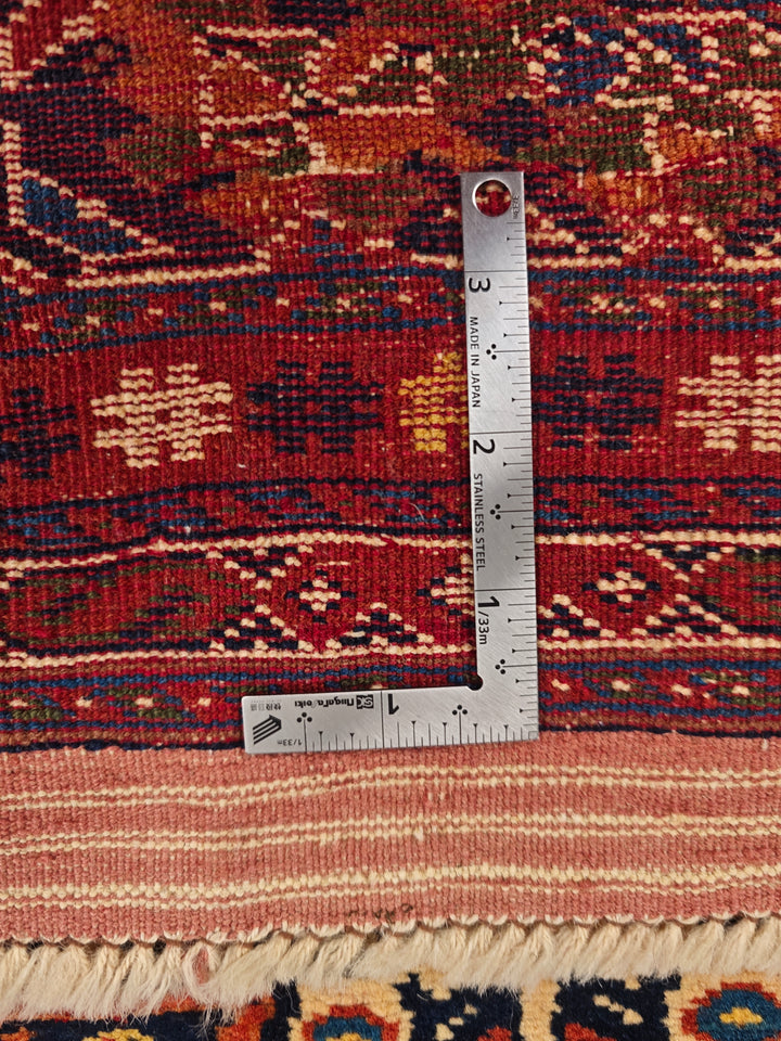 Navy &amp; Red Yalameh Tribal Rug, Hand-Knotted Afghani Sherwan