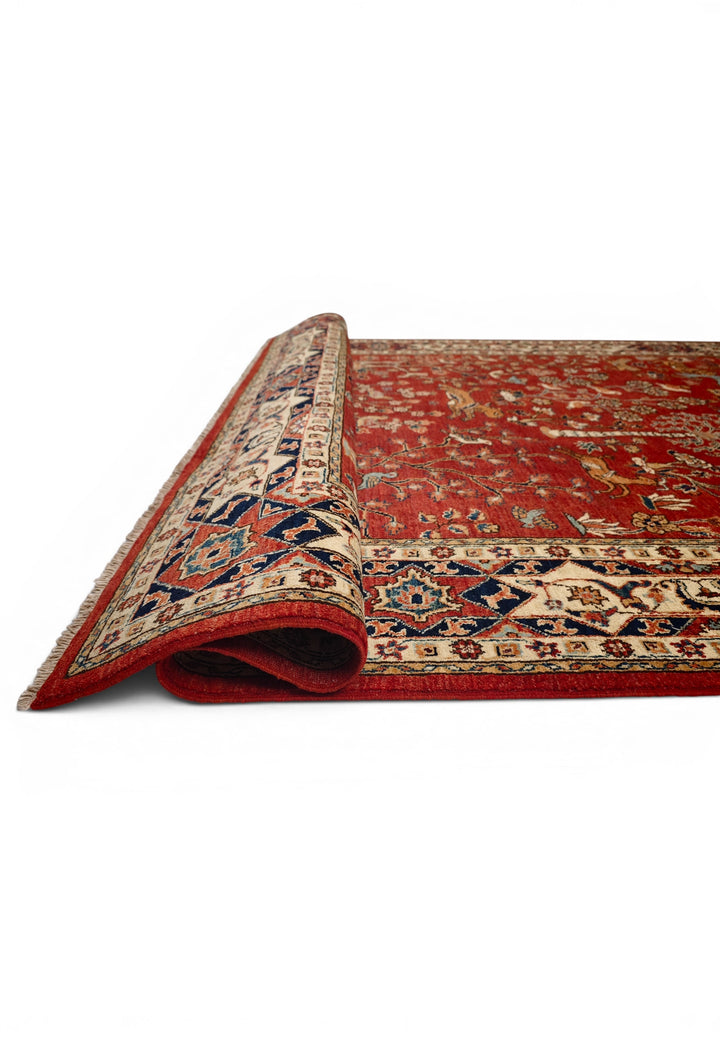 Red Shikargah Tree of Life Ghazni, Hand-Knotted Afghan Wool Rug