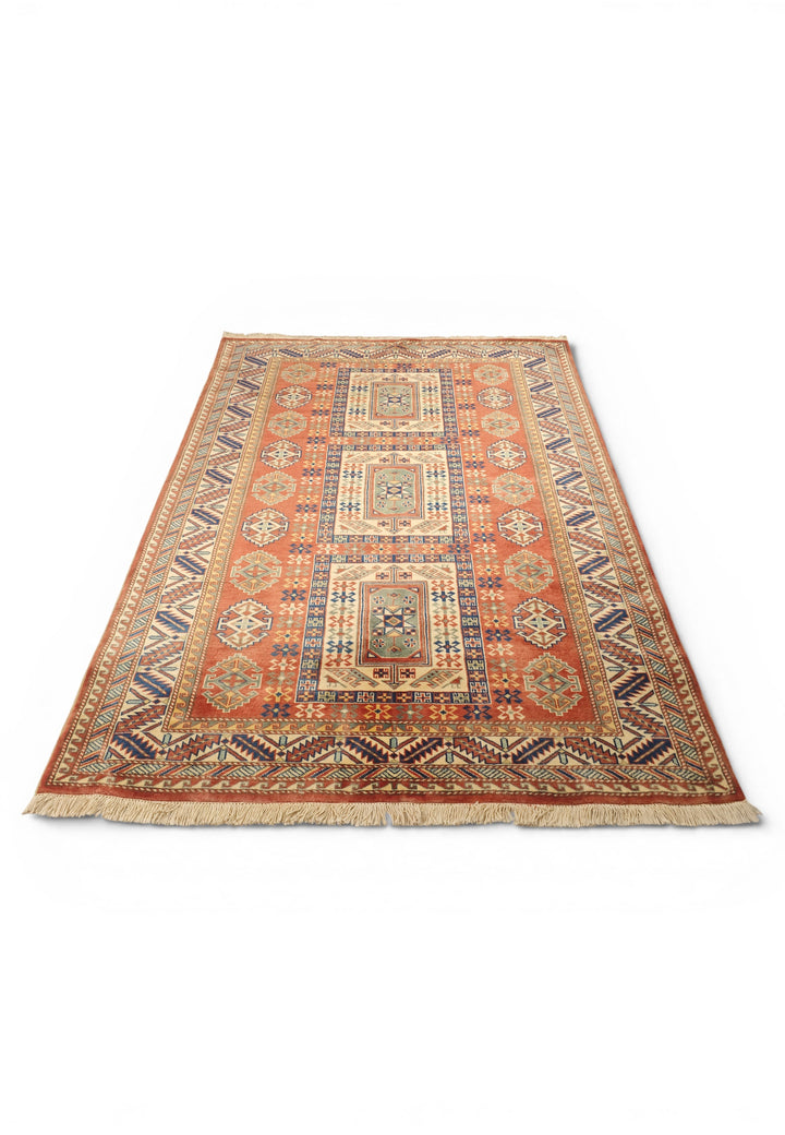 Multicolour Tribal Medallion Rug, Hand-Knotted Afghani Sherwan