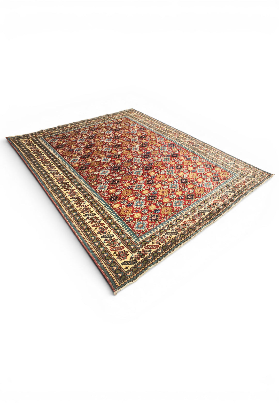 Red Shirvan All-Over Rug, Hand-Knotted Afghani Sherwan