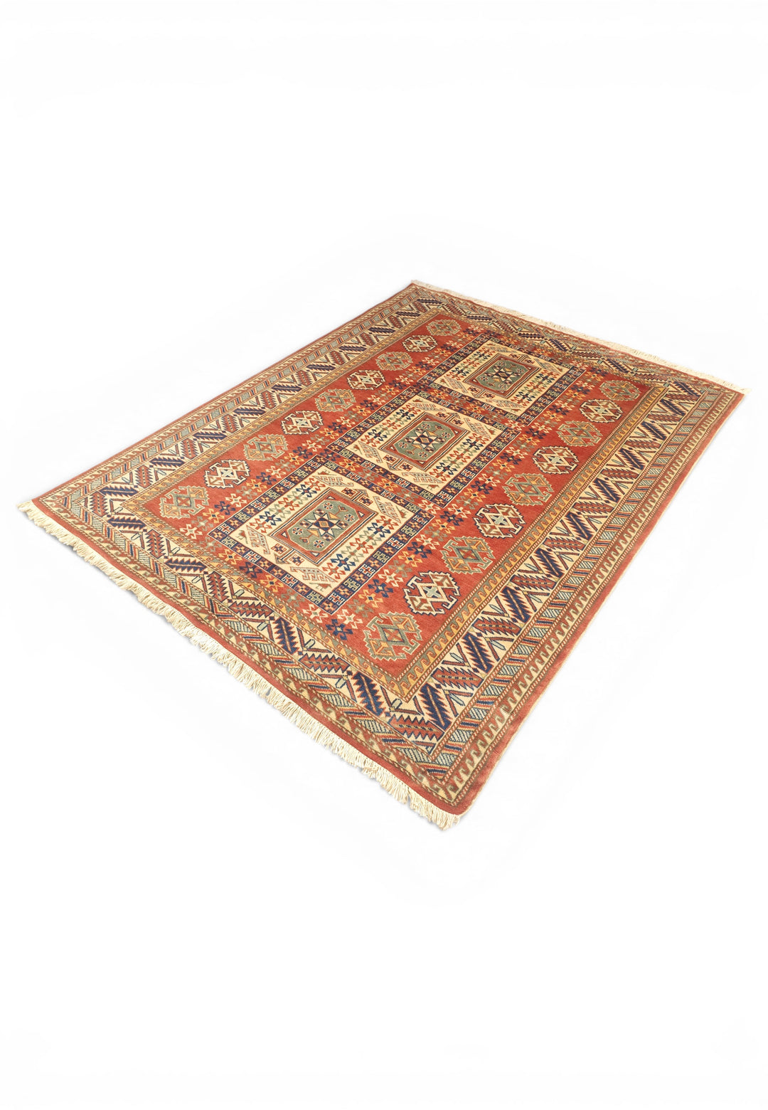 Multicolour Tribal Medallion Rug, Hand-Knotted Afghani Sherwan