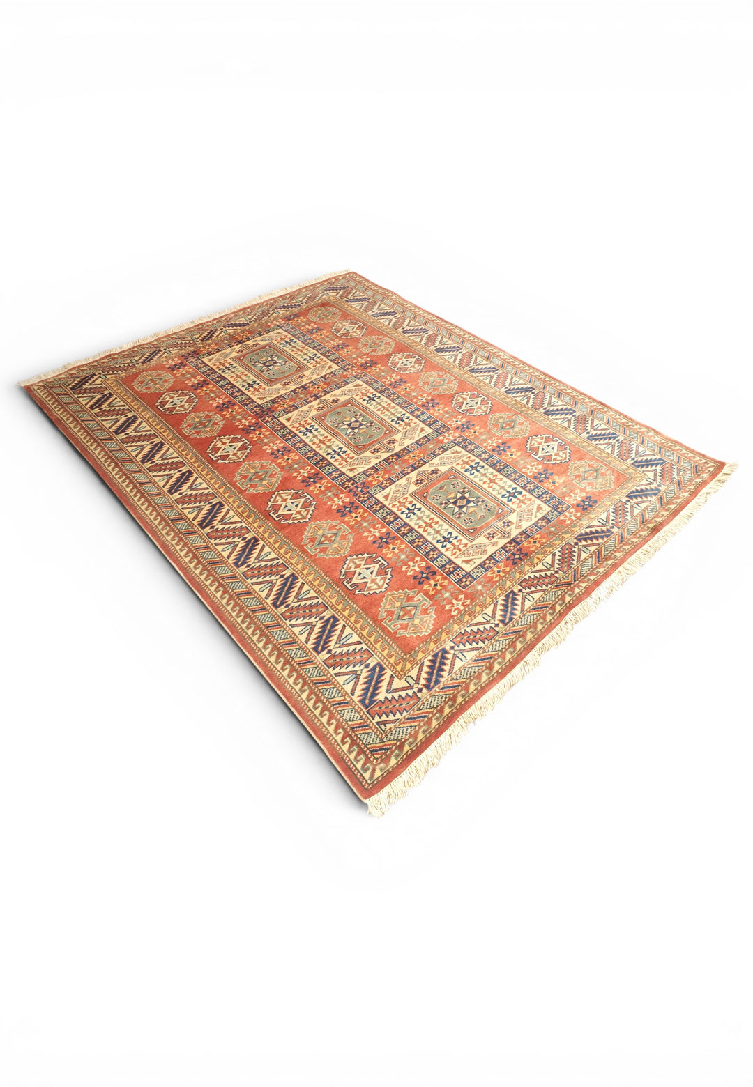 Multicolour Tribal Medallion Rug, Hand-Knotted Afghani Sherwan