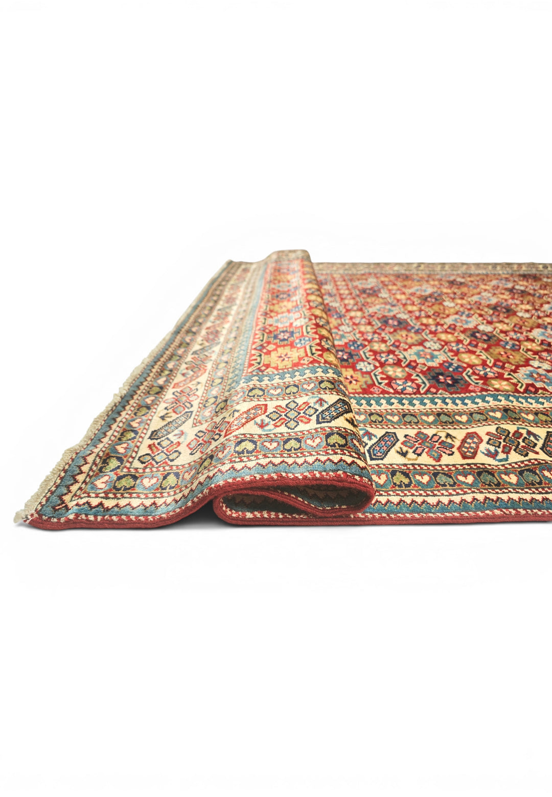 Red Shirvan All-Over Rug, Hand-Knotted Afghani Sherwan
