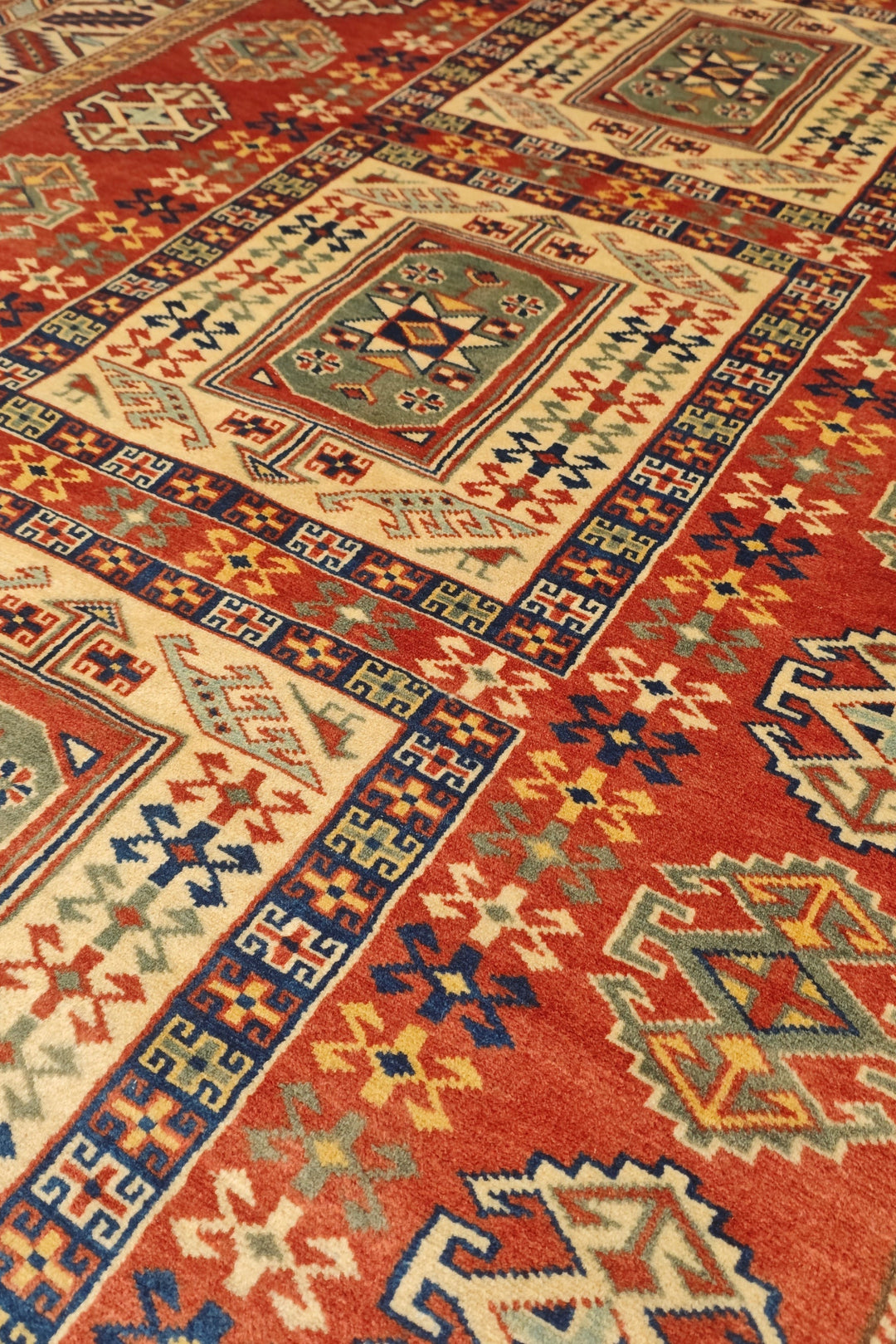 Multicolour Tribal Medallion Rug, Hand-Knotted Afghani Sherwan