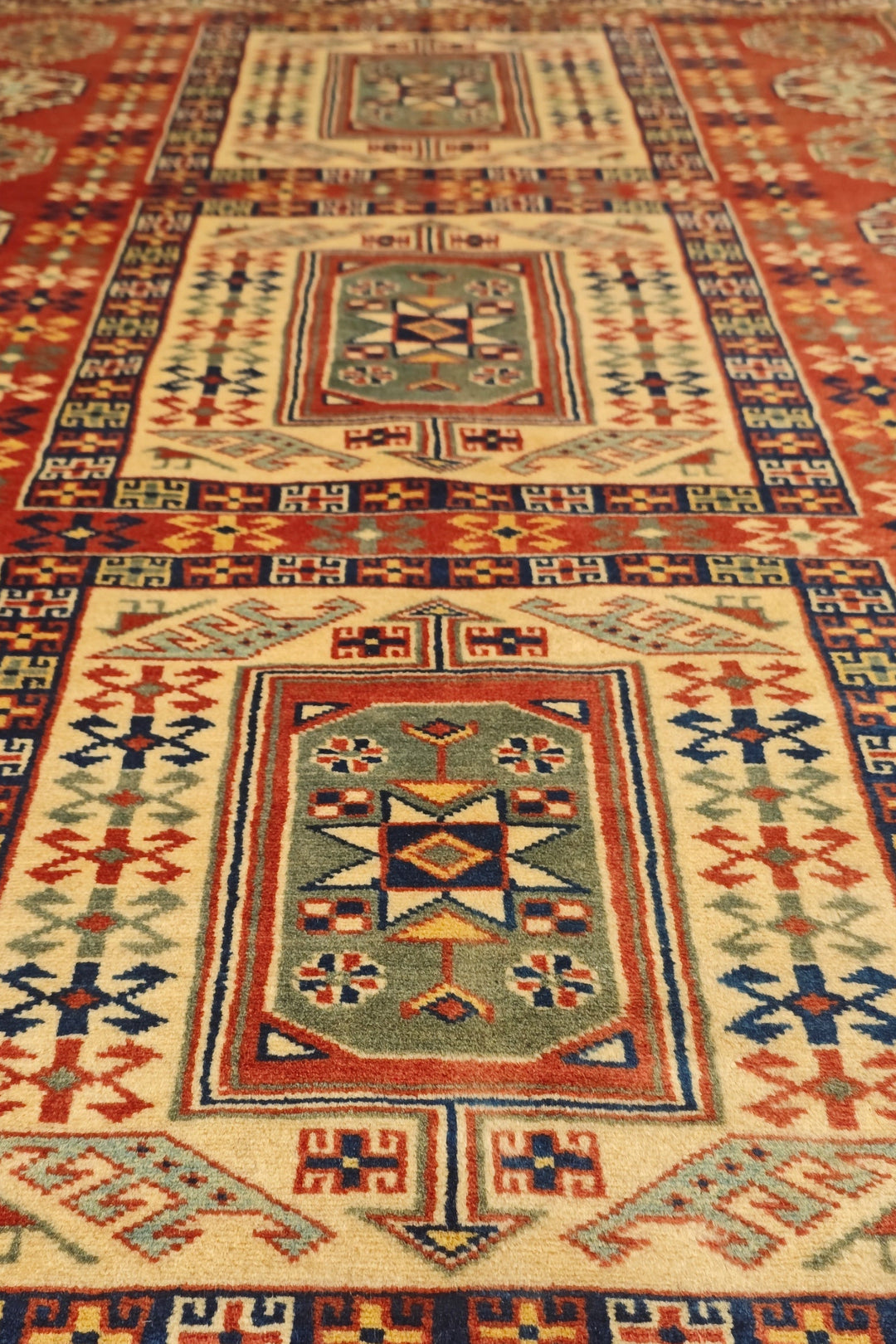 Multicolour Tribal Medallion Rug, Hand-Knotted Afghani Sherwan