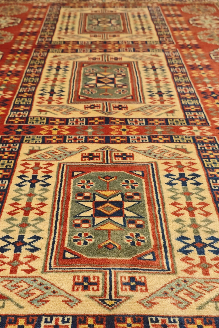 Multicolour Tribal Medallion Rug, Hand-Knotted Afghani Sherwan