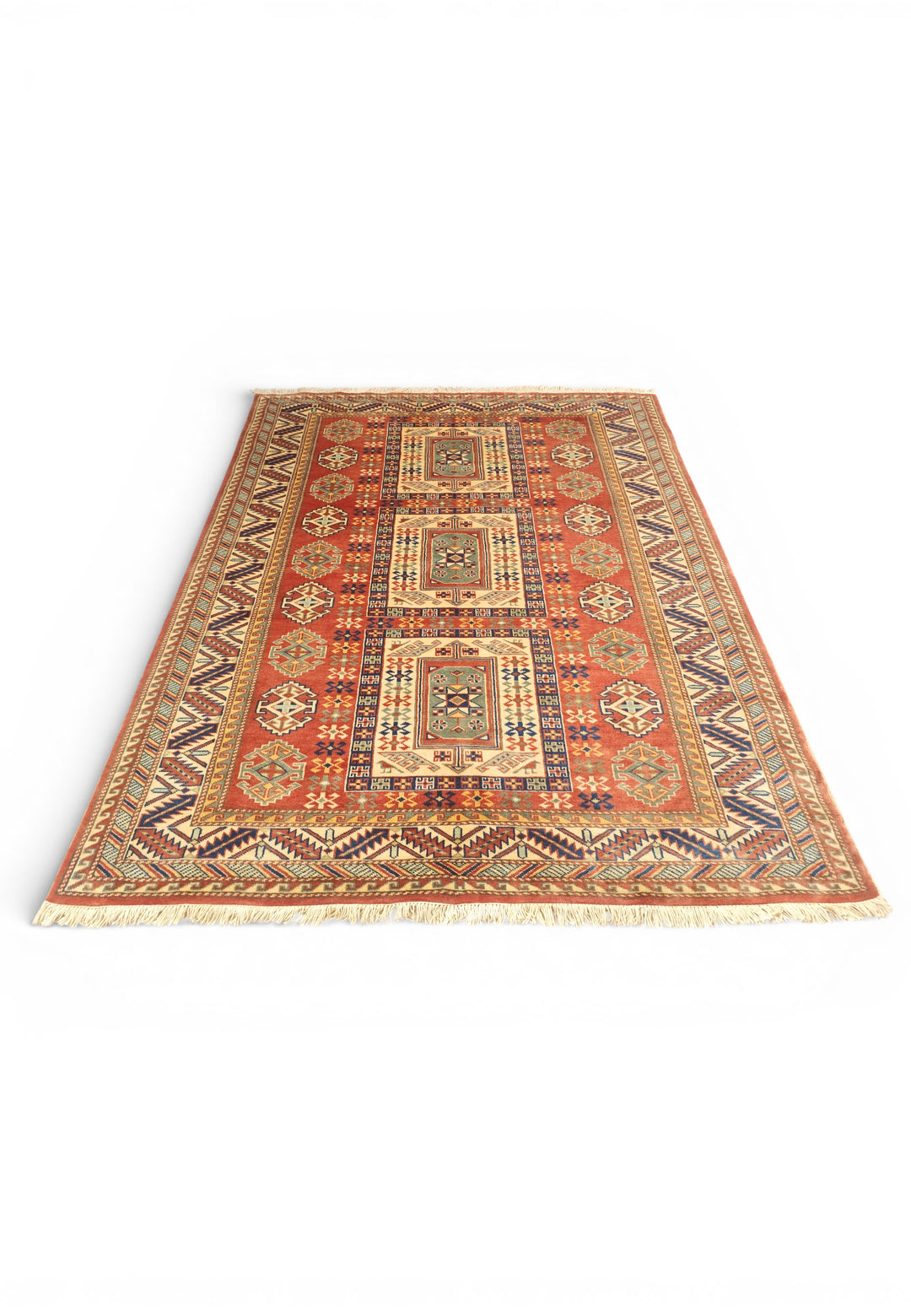Multicolour Tribal Medallion Rug, Hand-Knotted Afghani Sherwan