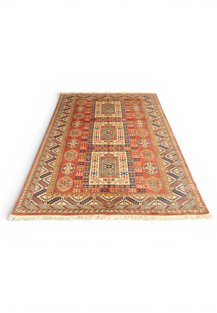 Multicolour Tribal Medallion Rug, Hand-Knotted Afghani Sherwan