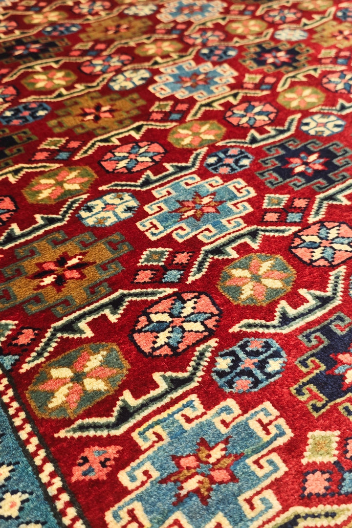 Red Shirvan All-Over Rug, Hand-Knotted Afghani Sherwan
