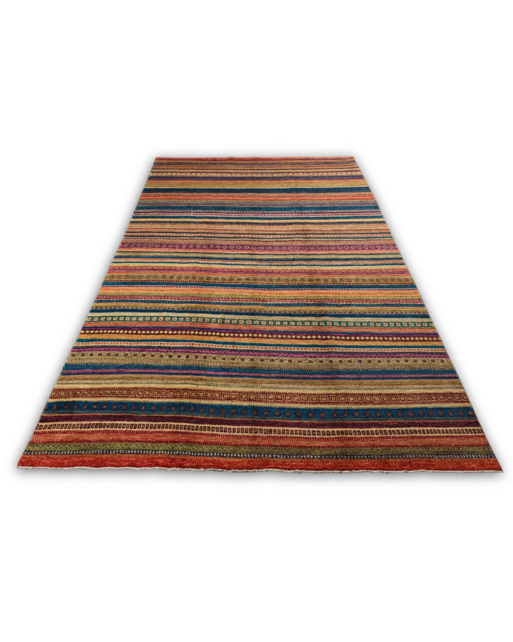 Multicolour Tribal Stripe Ghazni, Hand-Knotted Afghan Wool Rug