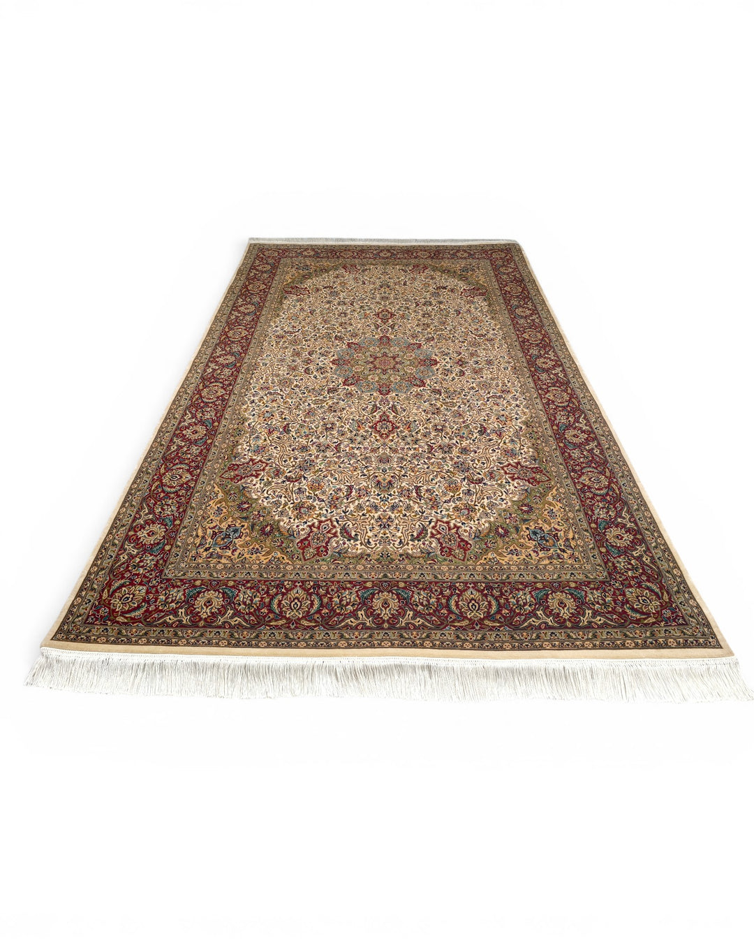 Red Pakistani Double Knot, Hand-Knotted Wool Rug