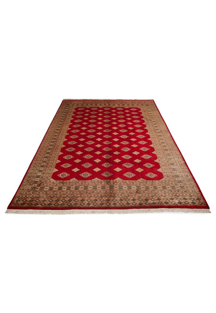 Madder Red and Camel Jaldar Rug, Hand-Knotted Wool and Silk