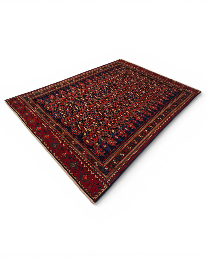 Navy Tribal Pakistani Bokhara, Hand-Knotted Wool Rug