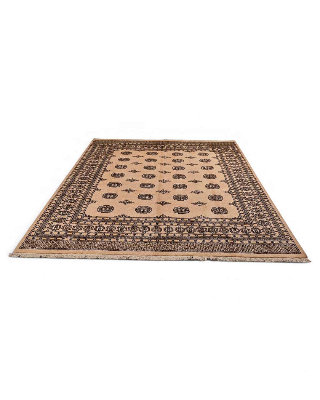 Taupe Gul Pakistani Bokhara, Hand-Knotted Wool Rug