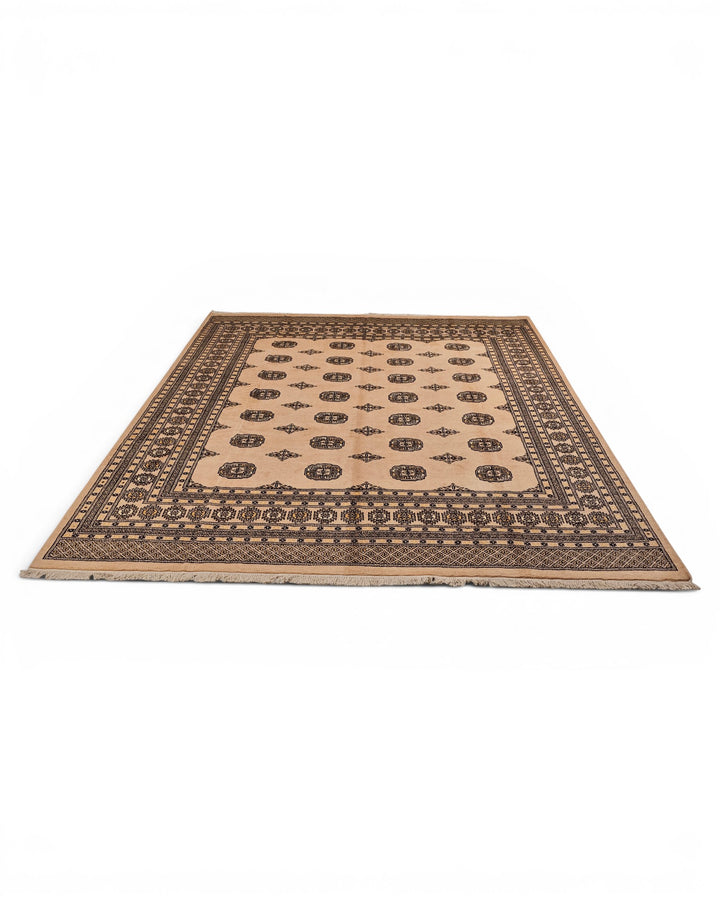 Taupe Gul Pakistani Bokhara, Hand-Knotted Wool Rug