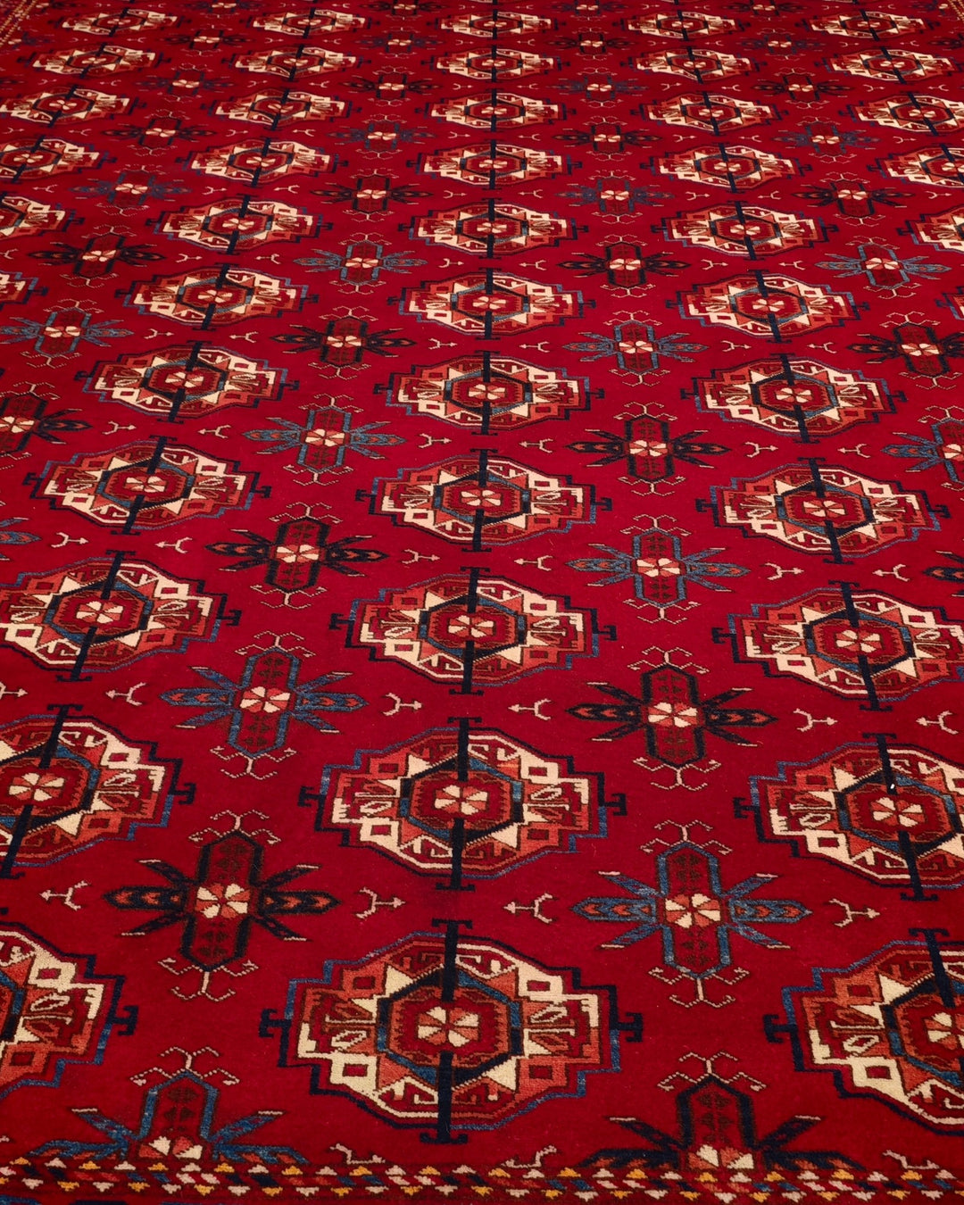 Red Turkmen Bokhara Rug, Hand-Knotted Afghani Sherwan