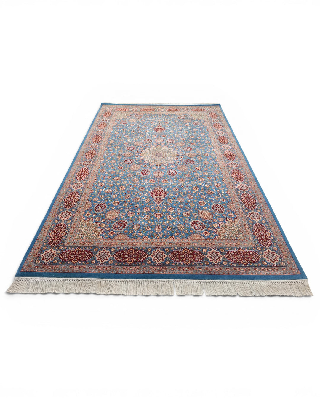 Black &amp; White Pakistani Double Knot, Hand-Knotted Wool Rug