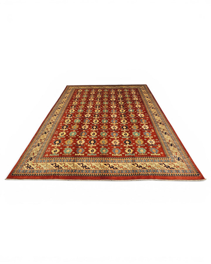 Red Tribal Afghani Sherwan, Hand-Knotted Afghan Wool Rug