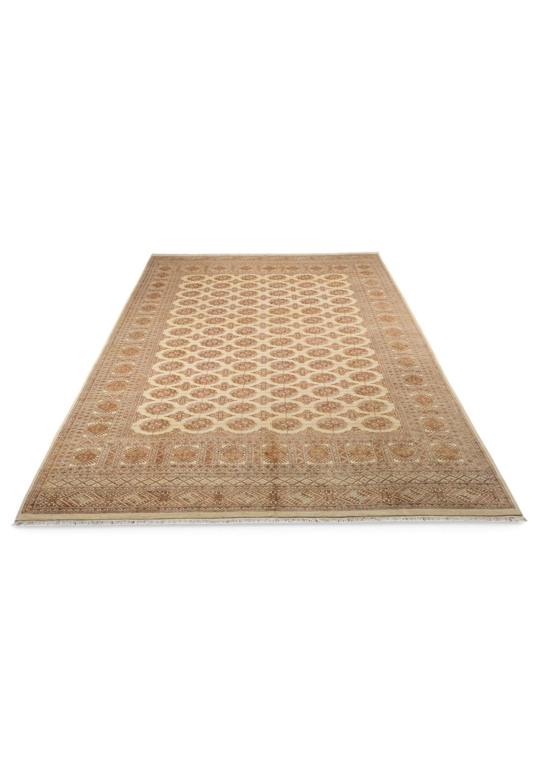 Antique Cream Turkmen Gül Bokhara, Hand-Knotted Wool Rug