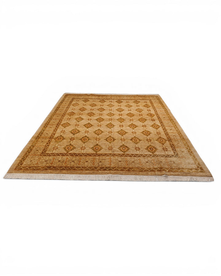 Gold Pakistani Jaldar, Hand-Knotted Wool Rug