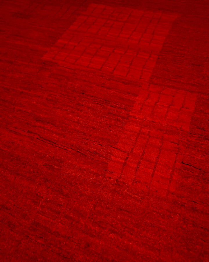 Vermilion Gabbeh, Hand-Knotted Afghan Wool Rug