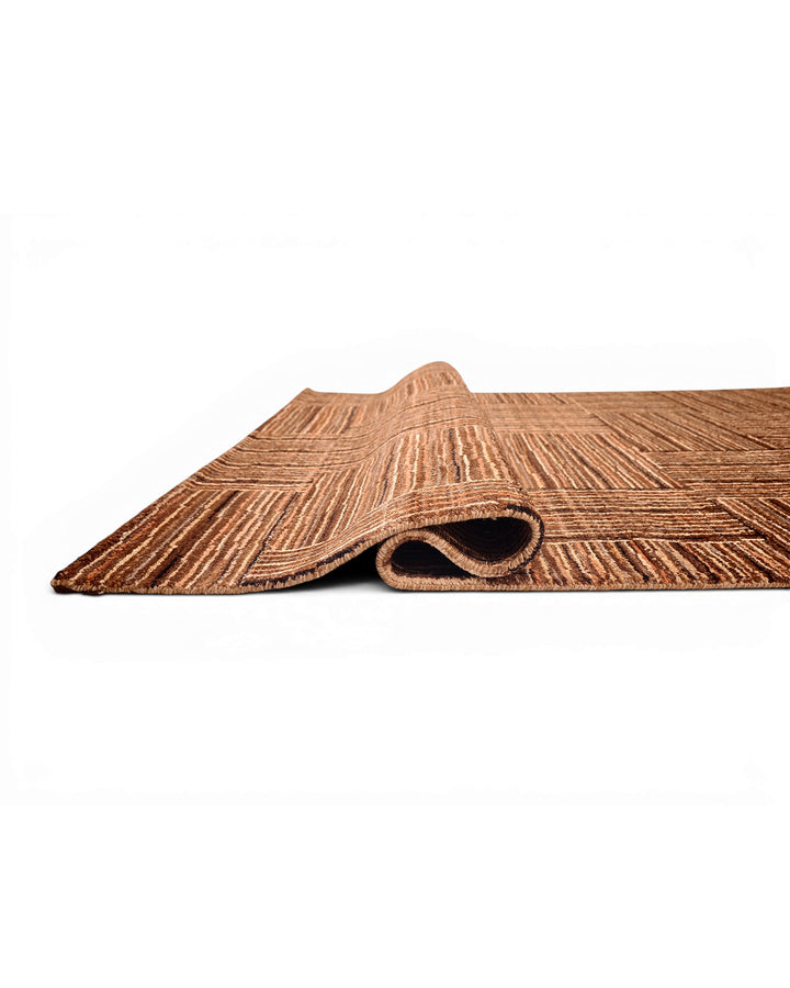 Cinnamon Patchwork Gabbeh, Hand-Knotted Afghan Wool Rug