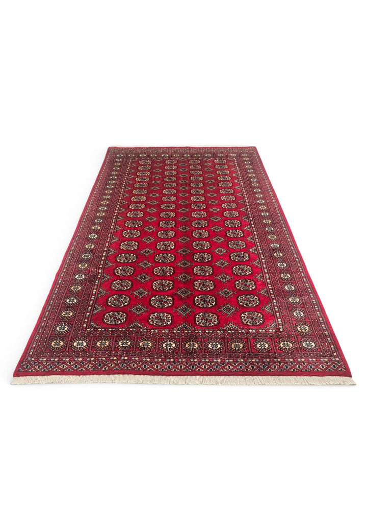 Wine Red Turkmen Gül Bokhara, Hand-Knotted Wool Rug